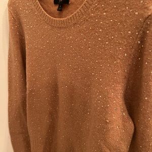 Sparkly rhinestone J. crew Sweater Camel size Mille new
